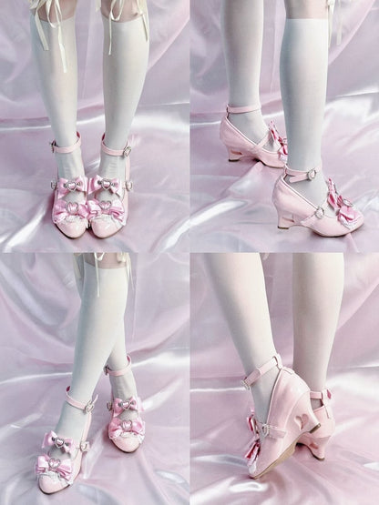 Pink Mary Cut-out Jirai Kei Light Gyaru Fashion Heels Janes Schuhe Herz Keil