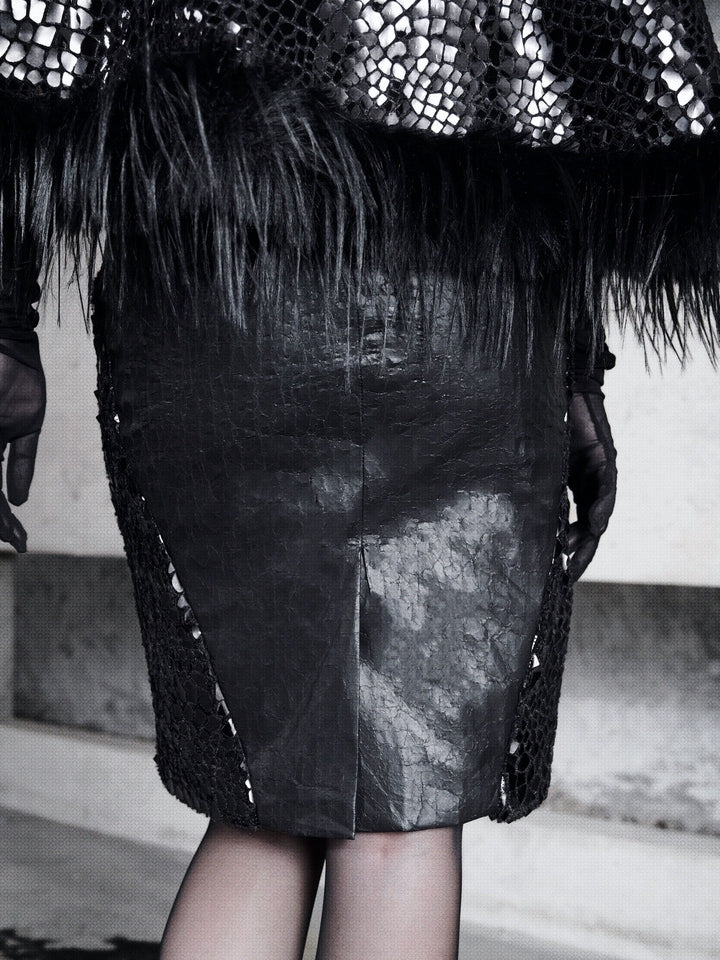 ブラックのひび割れスカート ゴス オフィスレディ Aラインスカート