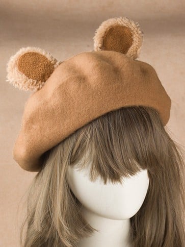 Woolen Cute Ear Options Lolita 4 Color Beret Bear