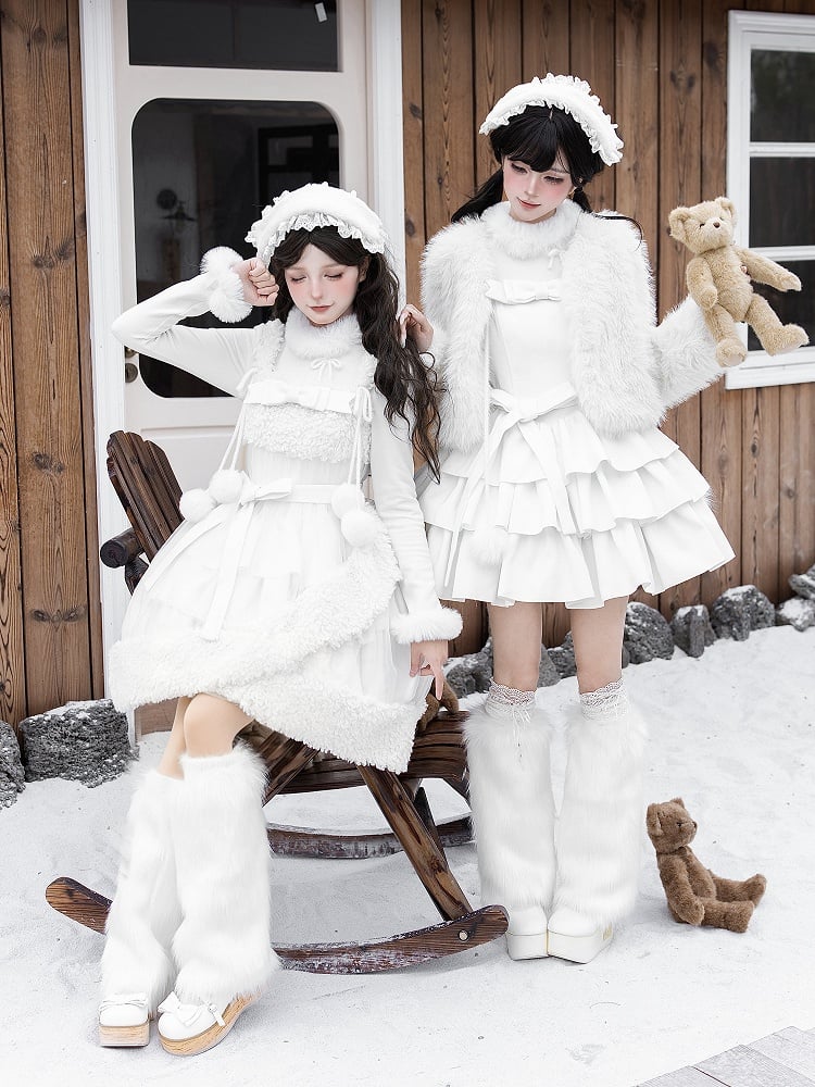 Lolita Fluffy White Coat Quilted Winter