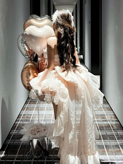 Lila / Pink / Schwarz Große Schleife mit Schleppe