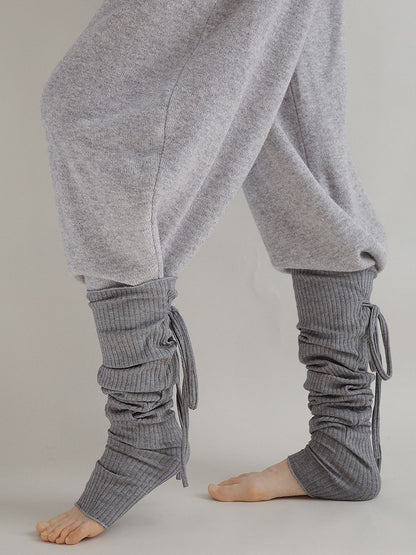 (3 Ribbed Knit Ruched Stirrup Leg Warmers Colors)