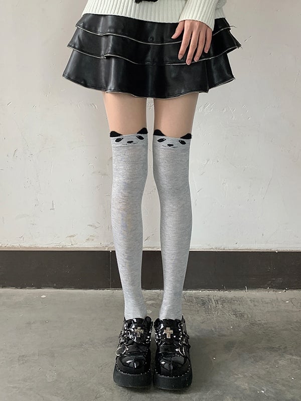 Light Gray/Black Stockings Gray/Dark Cute Pattern