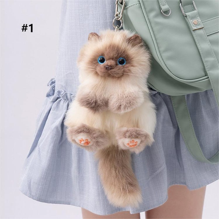 6 Cat Options Cute Plush Realistic Keychain