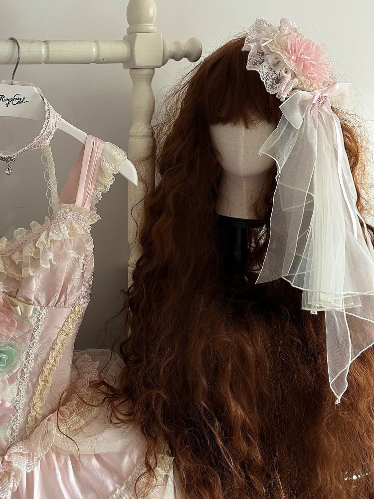 Rosa Blumenfee Korsett mit Knochen Taille Hanayome Prinzessin Lolita JSK Komplettset