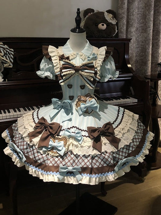 Details Kawaii Puff Theme JSK Dress Sleeves at with Chocolate Bowknot Back Lolita -