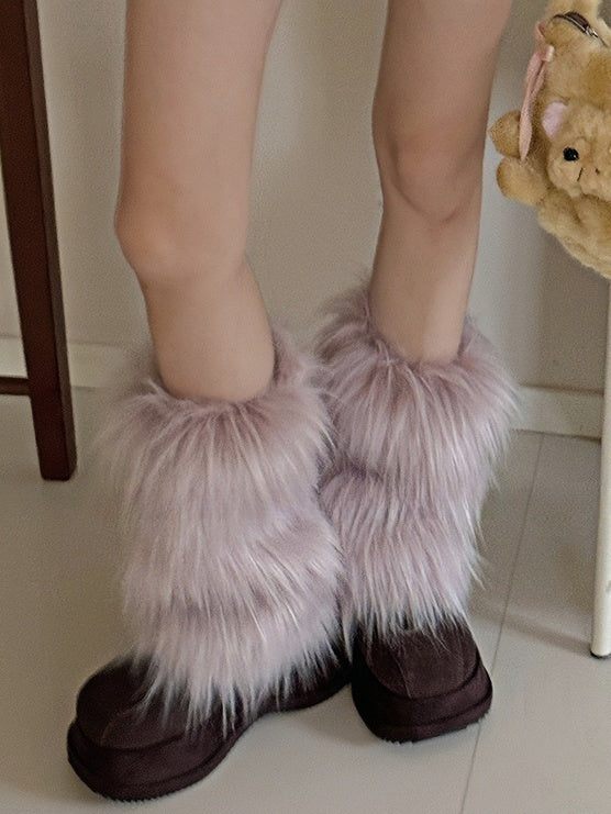 Light Purple Y2K Shaggy Leg Warmers