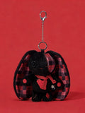 Guro Bunny Heart Embroidered Keychain Black - Kawaii
