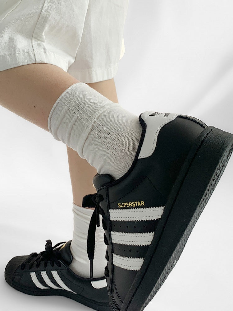 Socks Loose White Ribbed Trim