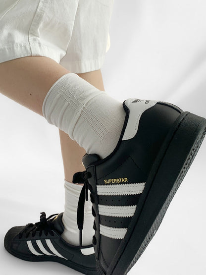 Socks Loose White Ribbed Trim