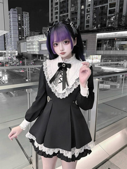 Cross Hairclips Bow Trimmed Charm Black Lace Rhinestone with