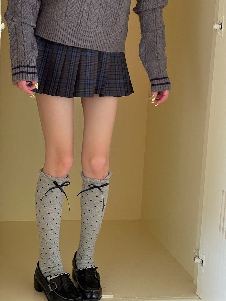 4 Color Options Bowknot Details Polka Dots Leg Warmers