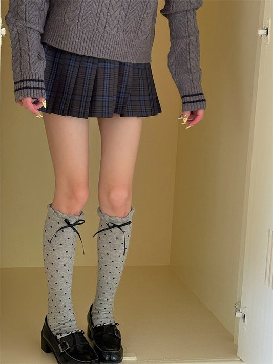 4 Color Options Bowknot Details Polka Dots Leg Warmers