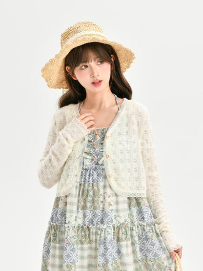 Sweet Creamy Yellow Lace Trim Cardigan