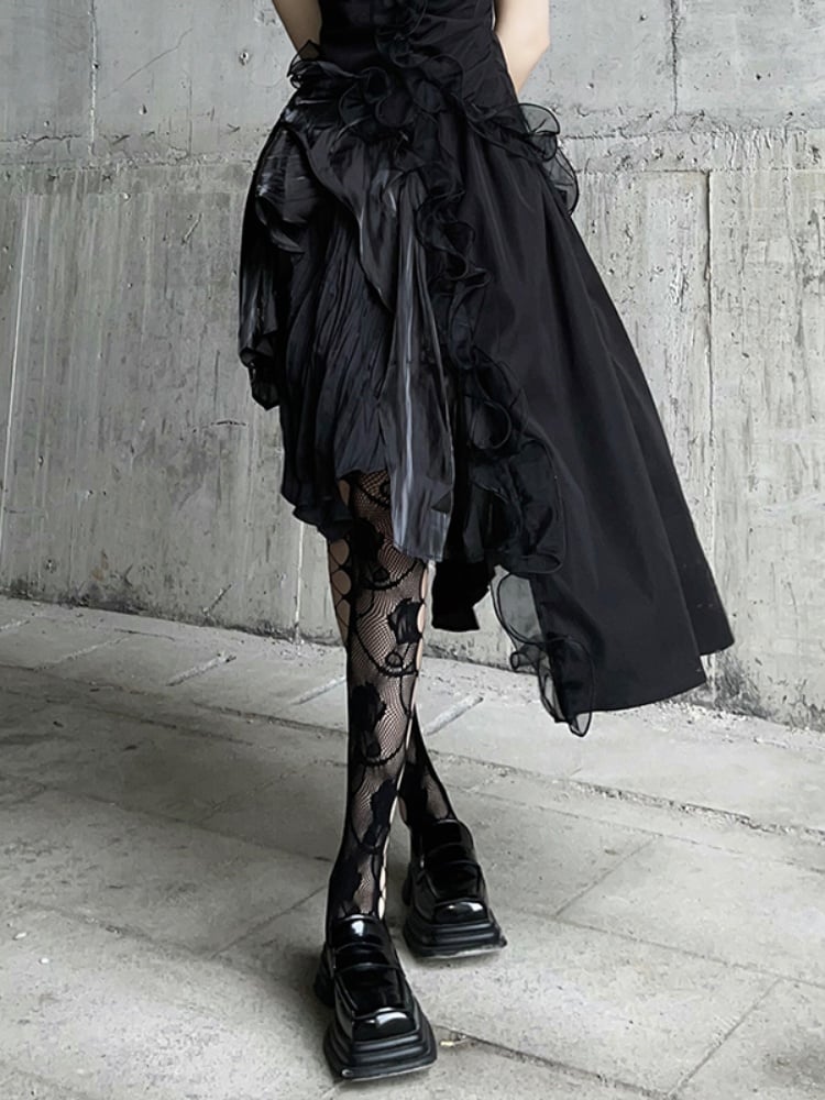 ゴシックブラックロゼットフィッシュネットタイツ