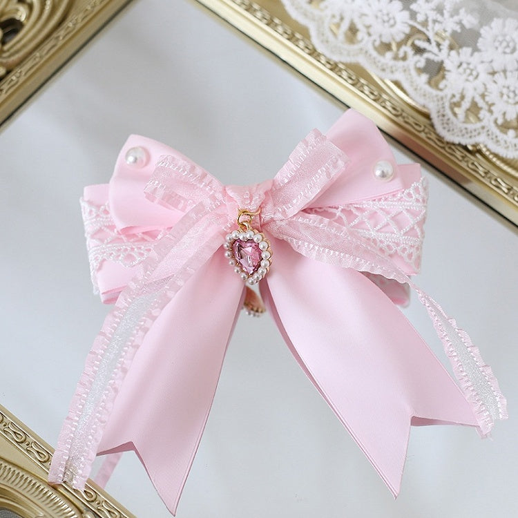 Heart Lolita with Bowknot Charm Hairclip Pink Gorgeous