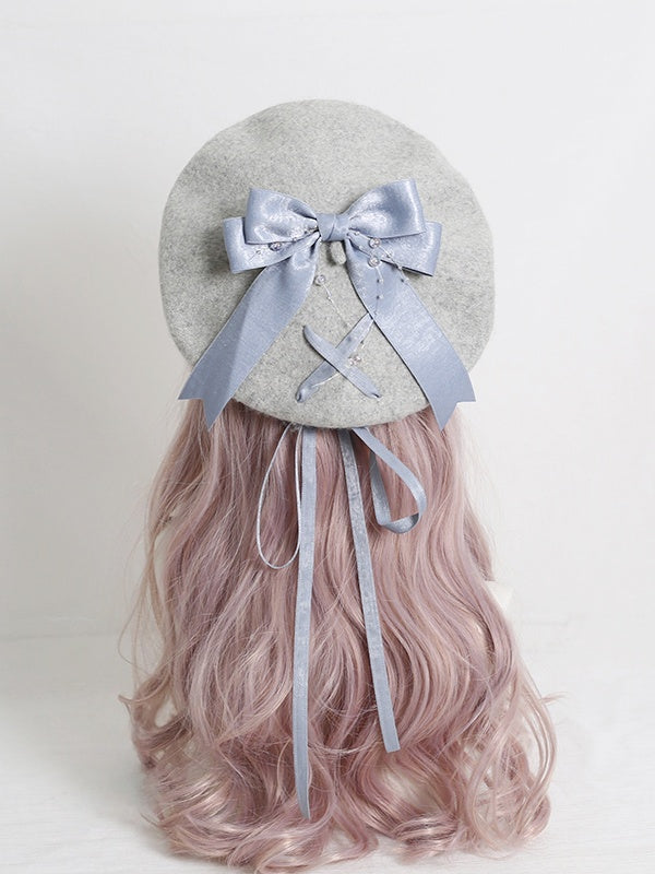 With Cute 4 Lolita Bowknot Ribbon Colors Beret