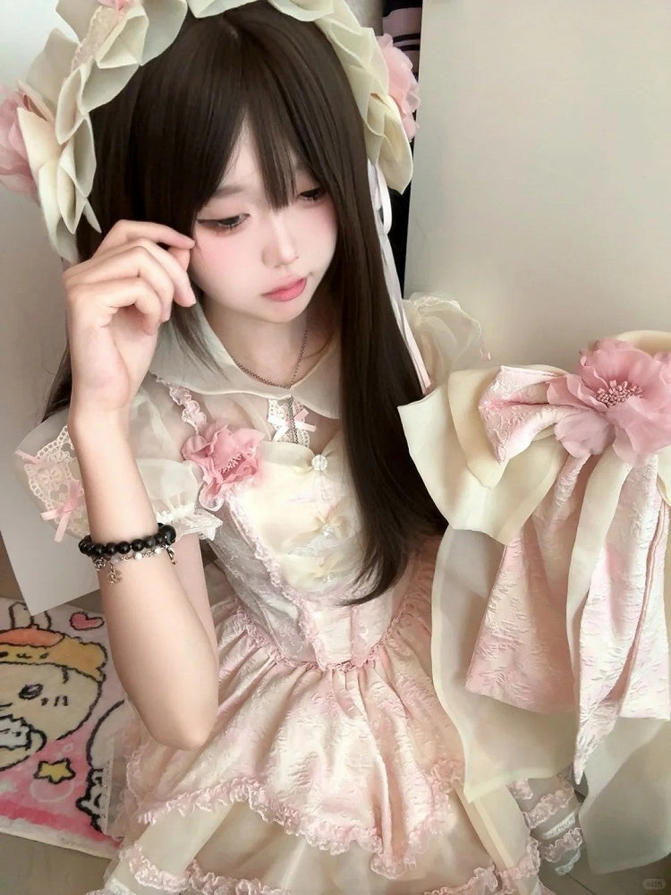 Train Floral Detached Bow Blue/Purple/Pink/Green