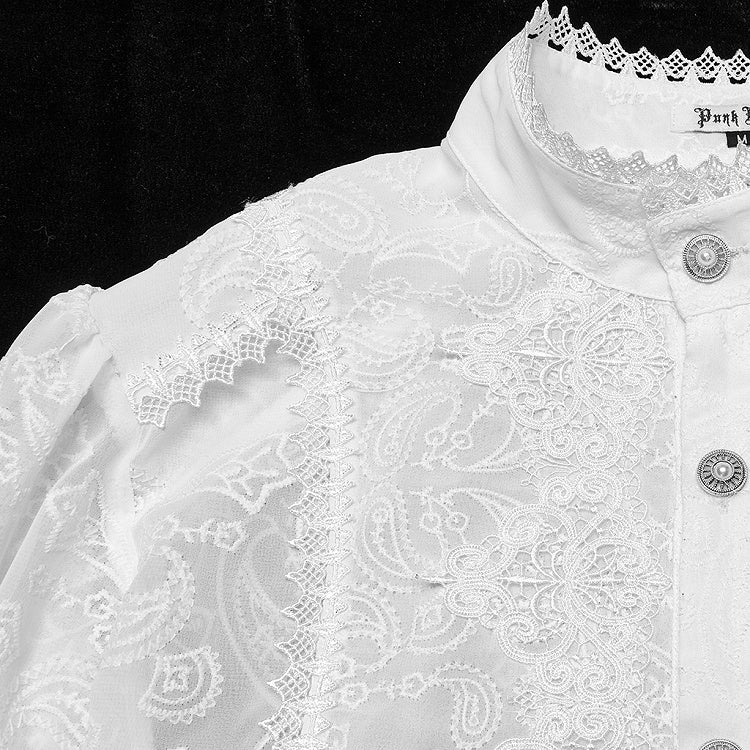 White Men's Romantic Chiffon Shirt