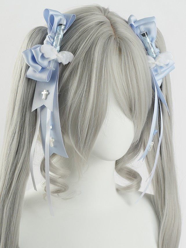 Hairclips Tenshi Kaiwai Syringe Bowknot Blue