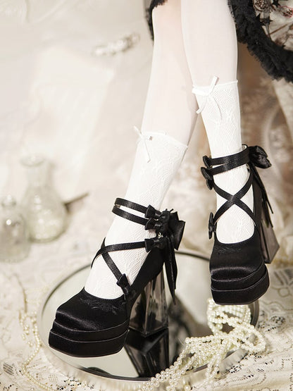 ブラックカメリアフラワーハイブロックヒールエレガントプラットフォームハイヒール