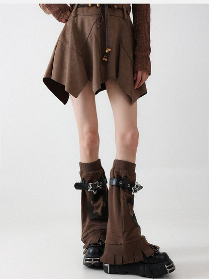 Retro Black Star Leg Warmers with Buckle - Solost