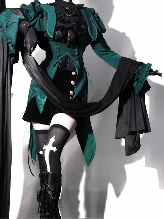 Green Under Bust Lace-up Side Waistcoat