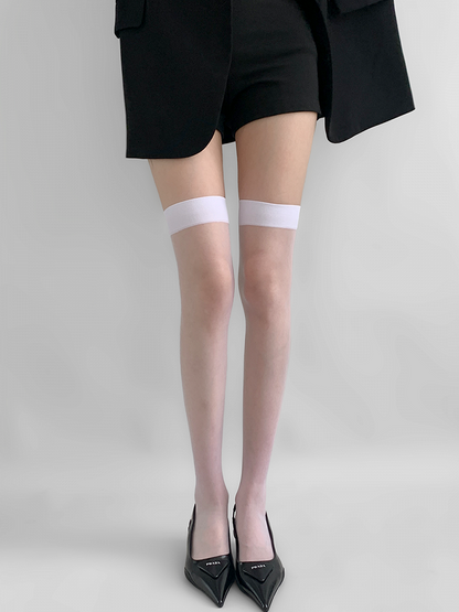 Wide-Cuffed Stockings White/Black