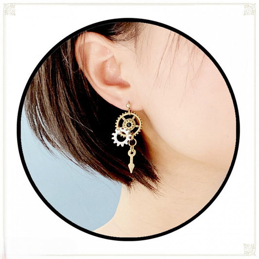 Gear Decorated Punk Chain Earrings