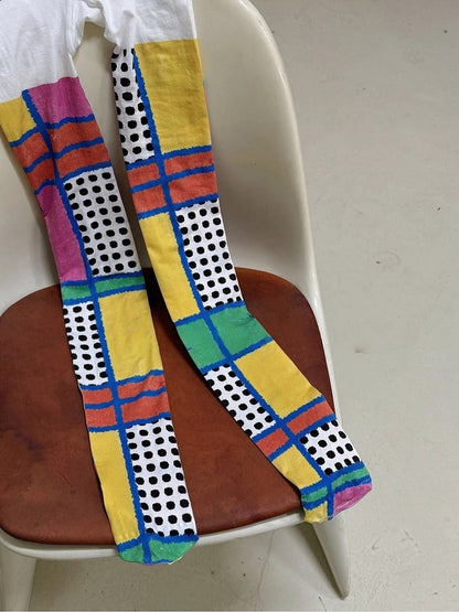 Pattern Geometric Color-Block Pantyhose
