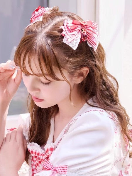 3 Color Strawberry Jirai Kei Hairclip Options Bowknot Charm