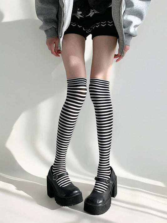 Stockings Over-the-Knee Striped