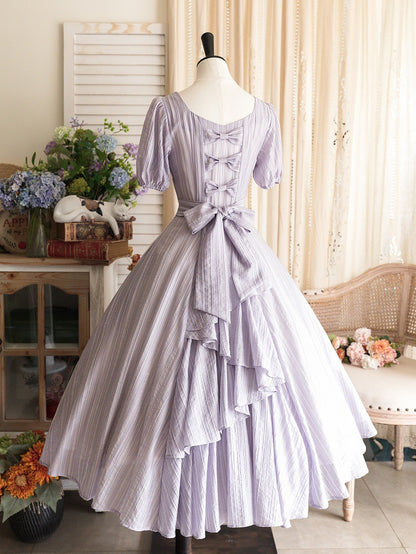 Fashion Slim Summer Purple Lolita Waist Retro Classic Dress