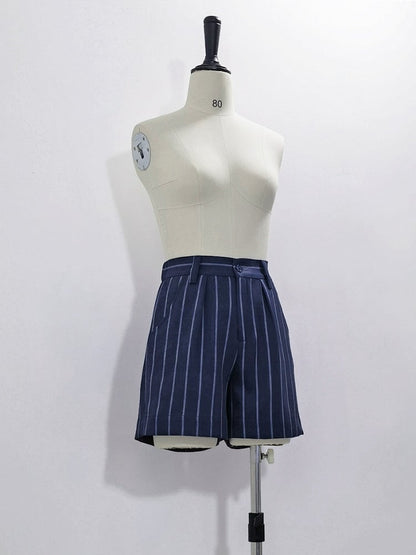 Bunny Blue Theater Ouji Lolita Pattern Shorts Striped Royal