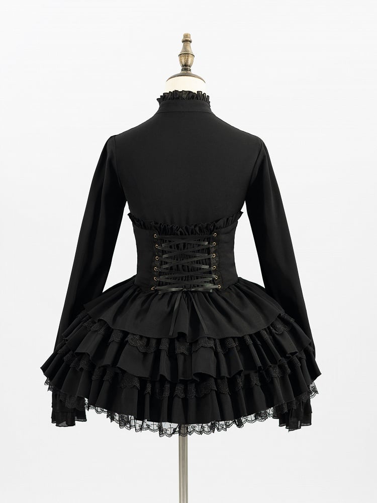 Adjustable Lace-Up High Waist Black Layered Skirt - DevilInspired Exclusive Collection