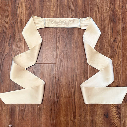 Sash / Embrodery Pink Tulip and Bowknot Gold Blue