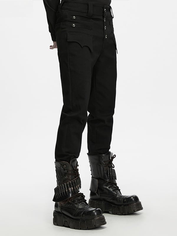 Dual-Pocket Black Baron Uniform Men's Trousers - Punk Rave