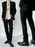 Tailored Black Pants Slant Lolita Pockets with Ouji Belt Straight-Leg Loops