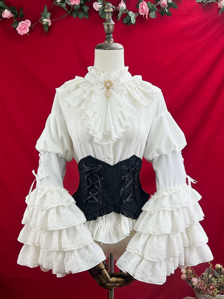 Jacquard Korsettgürtel Schwarz Lolita Gothic