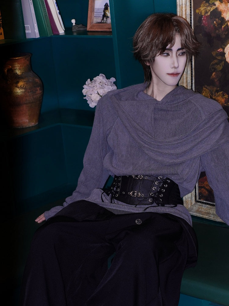 Cuffs with Scarf Neck Long-sleeve Hoodie Thumbhole