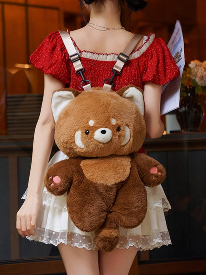 Brown Red Backpack Panda Straps Plush Shoulder 35cm/50cm Detachable