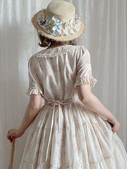 Pastoral Lamb Straw Hat with Flower Accents - Miss Point