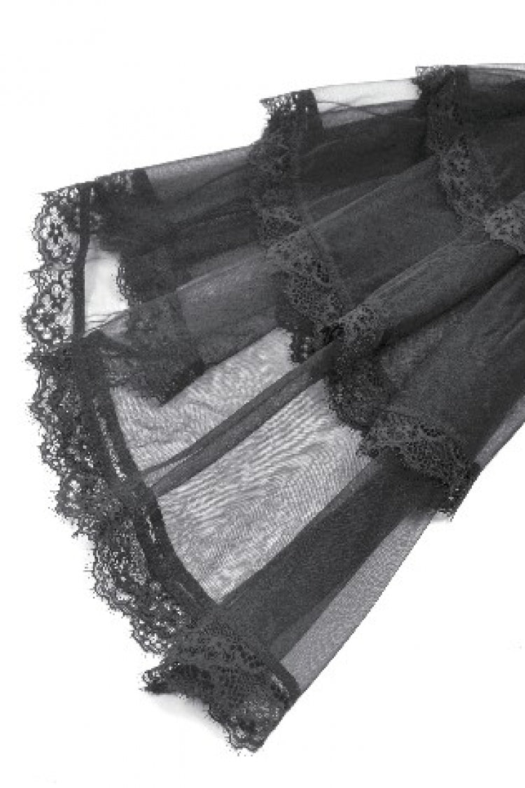 Black Stand Collar Trumpet Sleeve Lace Wedding Gothic Dress