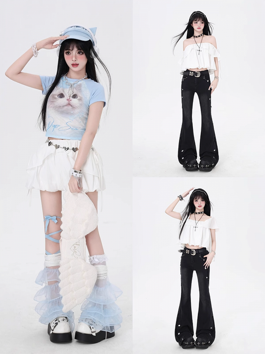 スカートウェイズ ホワイト スリーウェア トップ/バブル