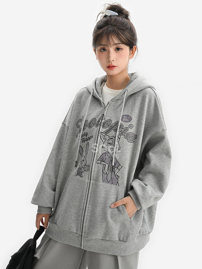 Zootopia Judy und Nick Print Grauer Reißverschluss-Hoodie