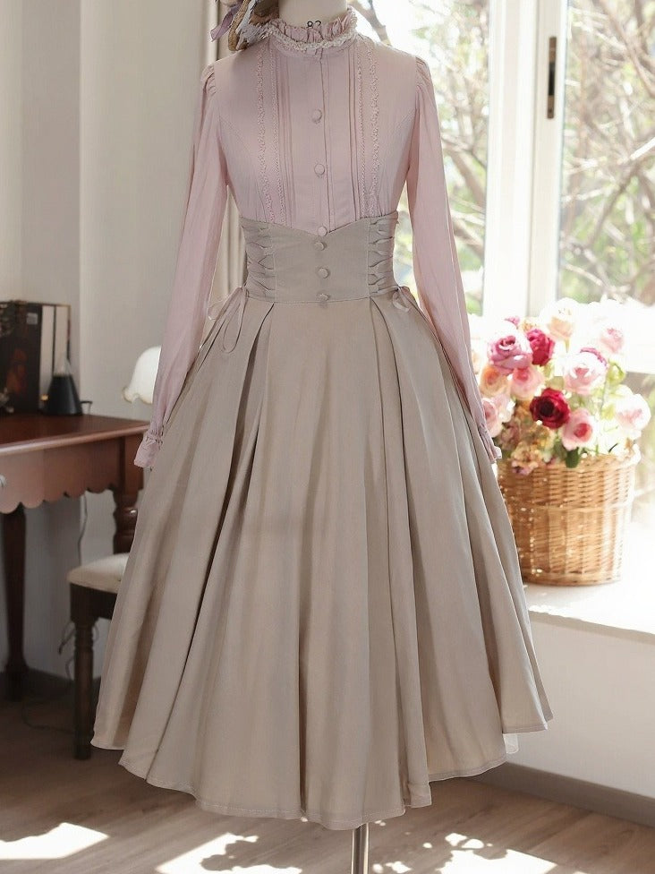 Classic High Waist Skirt with Strap Detail - Tiny Garden
