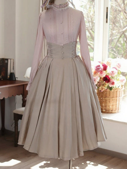 Classic High Waist Skirt with Strap Detail - Tiny Garden