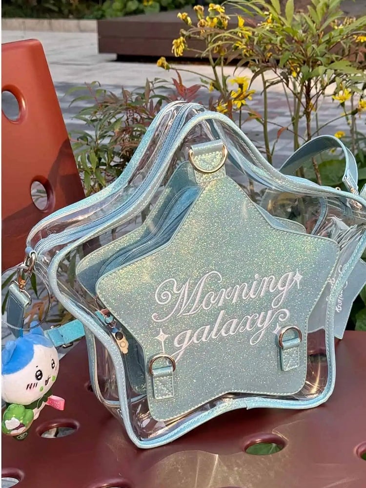 星型痛バッグ PU 取り外し可能なバッジ付き ブルーチャームセット