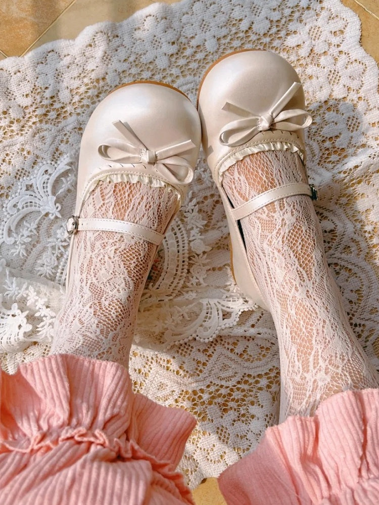 Toe Flat White Shoes Mary in Round Jane Sweet - Lolita
