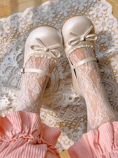 Toe Flat White Shoes Mary in Round Jane Sweet - Lolita